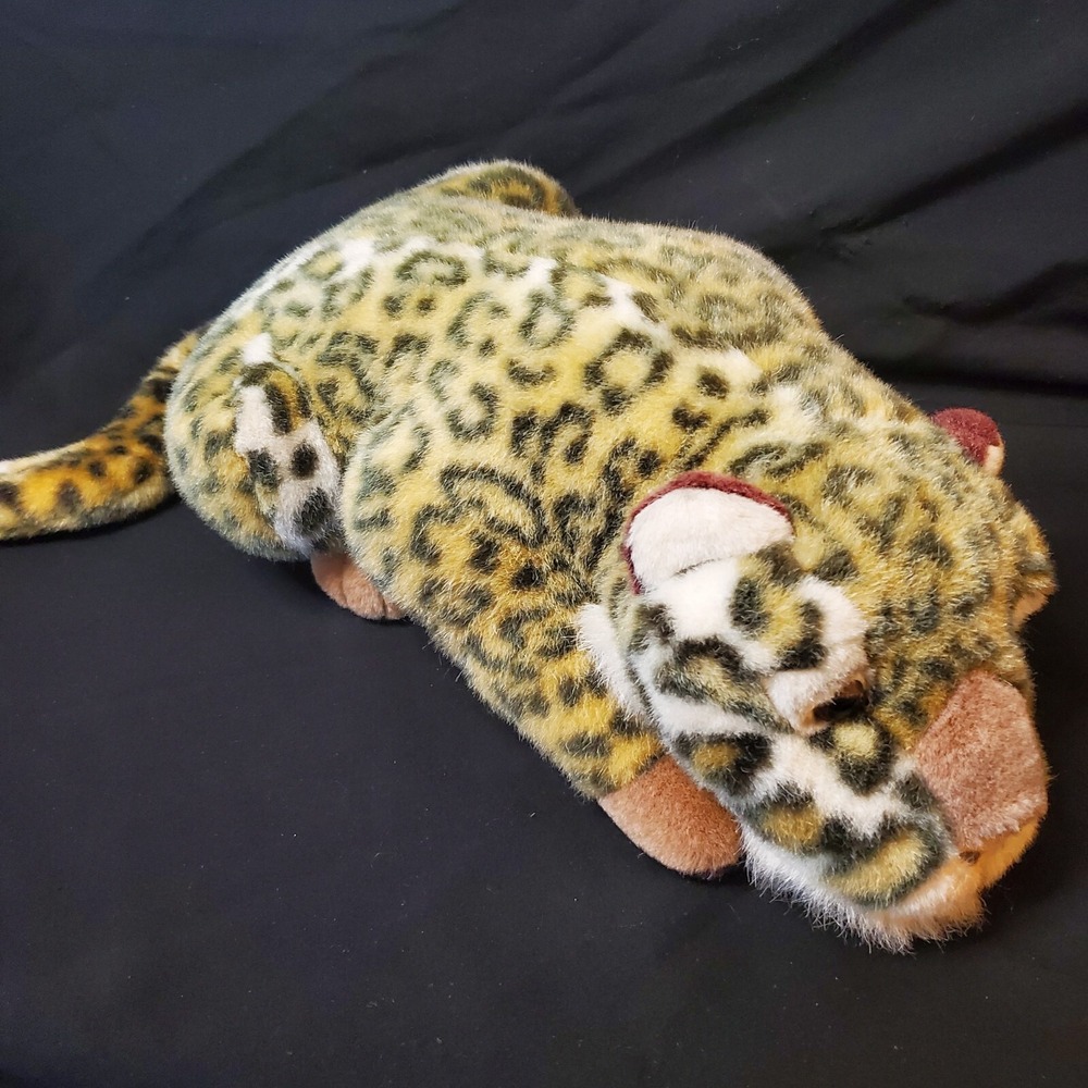Crouching Laying 16" Plush Stuffed Cheetah Leopard Realistic Enhanced Eyes VTG?